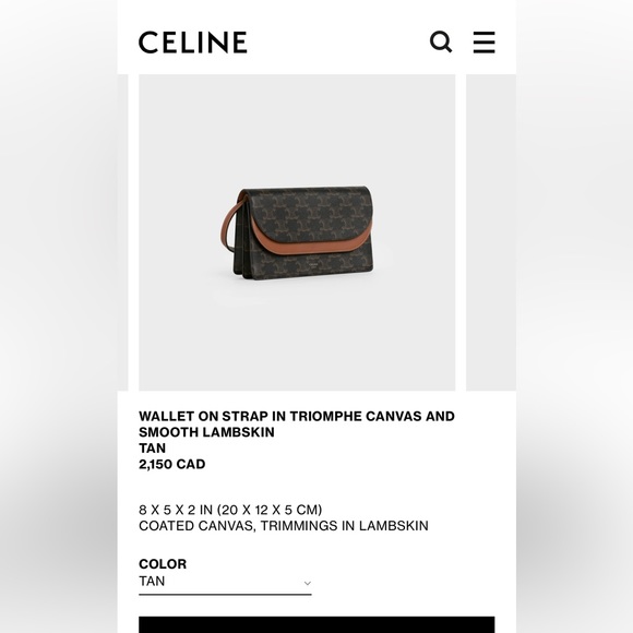 Celine WALLET ON STRAP IN TRIOMPHE CANVAS AND SMOOTH LAMBSKIN - Picture 10 of 10
